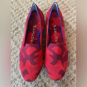 NWOB or tag Rothy’s Red Camo Flats Loafers rounded toe